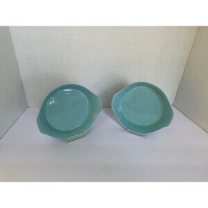 2 Mid-Century Oven Proof Aqua/Turquoise Baking Dishes 6.25 x 5.75 Made in USA